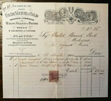 9588-FATTURA, MARMI-GRANITI E PIETRE-SEGHERIA A VAPORE,VENTURI & F.,BOLOGNA 1900