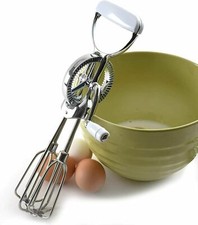 FRUSTA SBATTI UOVA MISCELA MESCOLA A MANOVELLA CUCINA DOLCI PASTICCERIA ACCIAIO