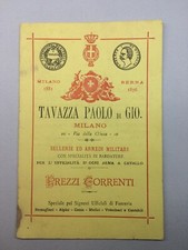 REGNO D'ITALIA 1881 UMBERTO I PREZZARIO BARDATURE MILITARI TAVAZZA PAOLO MILANO