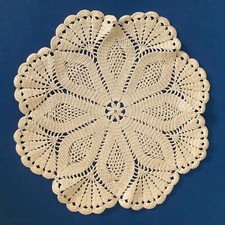 Centrino vintage all'uncinetto 27 cm cotone bianco avorio