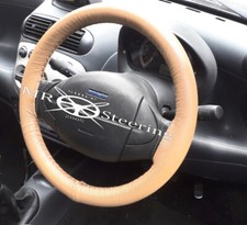 Per Fiat Seicento 600 Beige Migliore Qualità Volante IN Pelle Cover 97-10 Nuovo