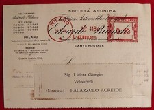 CARTOLINA CICLISMO    BICICLETTE EDOARDO BIANCHI MILANO 1938 ( C 71 )