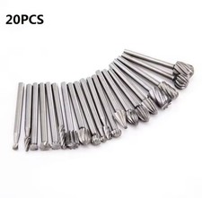 Kit 20 Punte Frese Per Dremel E Mini Trapano In Acciaio da 3mm Per Lavorazioni