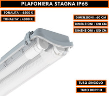 PLAFONIERA STAGNA LED COMPLETA DI NEON TUBO T8  60-120-150 CM 220V SOFFITTO IP65