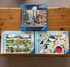 Lotto bundle puzzle Ravensburger 3 x 500 pezzi - paesaggio uccellini San Fran COMPLETO