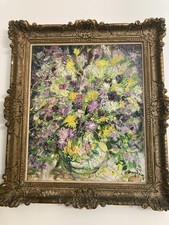 Quadro dipinto In Cornice Fiori Meta Del XX Secolo Floreal Painting