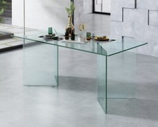 TAVOLO MOD. GLEN FISSO CM 180X90 IN VETRO TRASPARENTE
