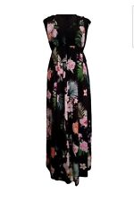 Vestito lungo Made in Italy a fantasia di rose rosa e fiori dai colori delicati