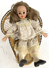Bambola Vintage'60 doll Furga serie famiglia Kent con sedia in vimini H45cm -838