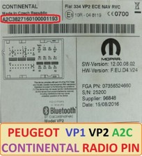 Codice radio sblocco fornito