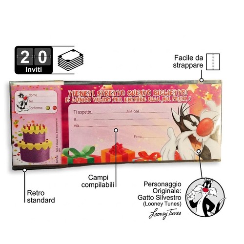 Inviti compleanno looney - 20,