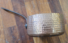 rame martellato casseruola 1 manico ø 14 cm con manico ferro anticato