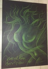 NOVELLA PARIGINI DISEGNO CON GESSETTI SU CARTONCINO - FIRMATA DALL'ARTISTA 