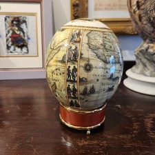 Unico Decoupage Smaltato Struzzo Uovo Guilielmo Blu Nuova Africa Mappa Storia