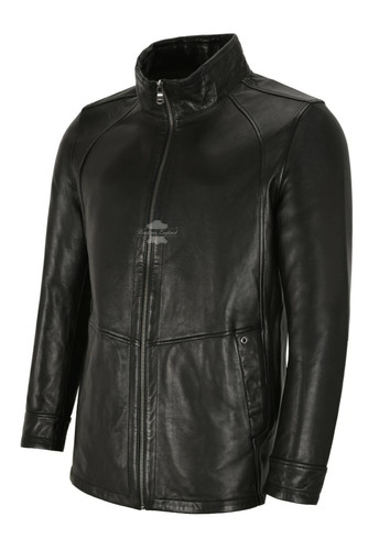 Giacca pelle uomo - racer, nera