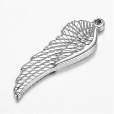 1pz ciondolo ali d'angelo  in acciaio inox  38x13mm colore argento scuro