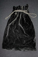 Antico Edwardian Francese Cotone Nera Velluto Laccio Borsetta 40.6cm X 25.4cm