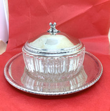 ANTICA FORMAGGIERA O PORTA SALSA ARGENTO 800 E CRISTALLO STILE SAN MARCO GR.260