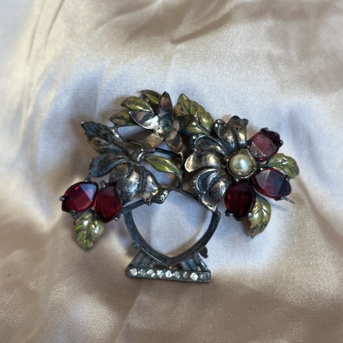 Spilla vaso fiori sterling
