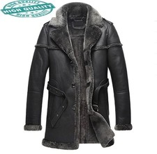 Cappotto lungo uomo montone shearling retrò tempo libero bomber vera pelle soprabito