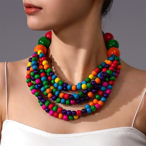 Collana perle legno - collana, di