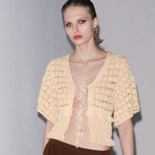 Zara combination knit cardigan