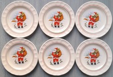Piatti Piani Frutta Set 6 Tema Natale Ceramica Castellania Made in Italy Vintage