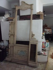 Grande mobile antico originale da restaurare laccato bianco paesaggi napoletani