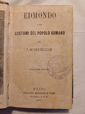 libro antico COSTUMI DEL POPOLO ROMANO di ANTONIO BRESCIANINI 1872 MILANO