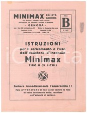 1935 ca GENOVA Istruzioni per l'uso dell'estintore MINIMAX Tipo B - Volantino