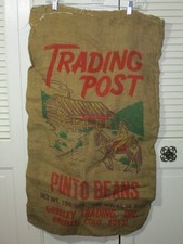 Vintage Trading Post Pinto Beans Greeley, Colo. Borsa/Sacco di tela marrone