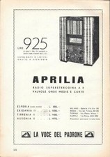 Aprilia. Radio supereterodina a 5 valvole. La Voce del Padrone. Advertising  19