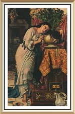 Stampa originale c1975 preraffaellita William Holman caccia John Keat poesia ISABELLA