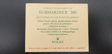 ROLEX CIGARETTE CARD SUBMARINER 200 - ANNI 80 - FRANCESE