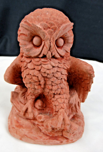 Gufo scolpito ceramica argilla