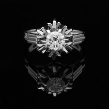 ANELLO SOLITARIO IN ORO BIANCO 18 KT 750 BRILLANTE 0.80 CT NATURALE CERTIFICATO