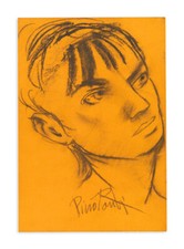 PINO PONTI (1905-1999) QUADRO DIPINTO Carboncino su Carta RITRATTO DONNA Cornice