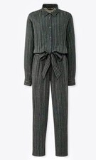 Tuta MARIMEKKO Maniche Lunghe con Fantasia a Pois Neri su Blu - Nuovo - Taglia M