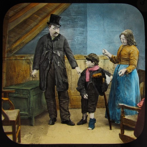 Glass magic lantern slide - lantern, road