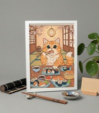 Quadro poster gatto mangia