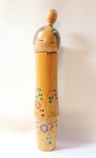 Bambola vintage giapponese creativa SOSAKU kokeshi 40 cm 16" Suigai Sato grandi fiori