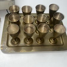 12 Vassoio Vintage Ottone Con