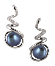 orecchini barretta argento rodiato 925 bluamante perla coltivata nera grigio