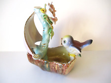 Elsa Lagorio decoratrice Lenci ceramica barca con passerotto anni '60