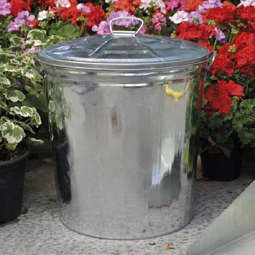 Bidone zincato con - , coperchio