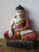 Statua Di Budda In Legno Policromo