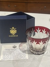 Portacandele votivo rosso cristallo taglio FABERGE firmato con scatola Palais Royal