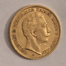 Moneta D'oro 1906-A Prussia 20 Marks 7.965G Gold 