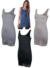 Abito Sotto Veste Spalla Larga Donna M-L-XL Pizzo e Viscosa Made in Italy 215