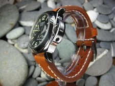 New 22mm NEW COW LEATHER STRAP Brown Watch BAND for PANERAI White Stitch R